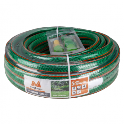 Furtun armat EvoTools verde - Accesorii incluse - 1/2''